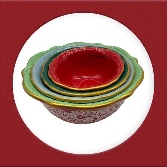 Pioneer Woman ~ Set Of 4 Nesting Measuring Bowls ~ Vintage Floral Kitchenware - Picture 3 of 16